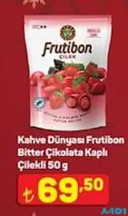KAHVE DÜNYASI FRUTİBON BİTTER ÇİKOLATA KAPLI ÇİLEKLİ 50 G fiyat ve kampanya bilgisi